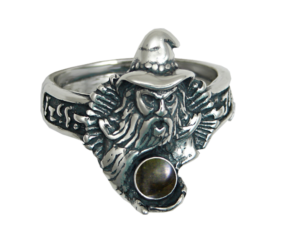 Sterling Silver Wizard Ring With Spectralite Size 5